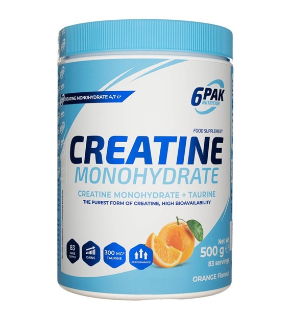 6PAK Creatine Monohydrate, Orange Flavour - 500 g