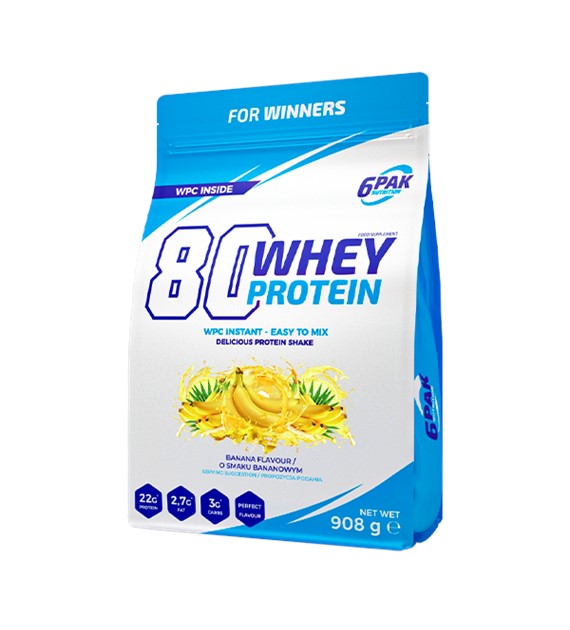 6PAK Białko 80 Whey Protein bananowe - 908 g