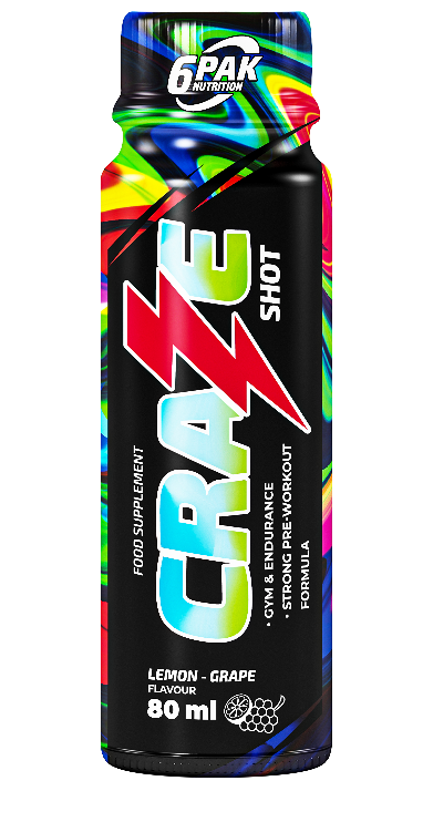 6PAK Craze Shot przedtreningowy cytryna-winogrono - 80 ml