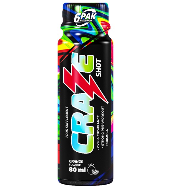 6PAK Craze Shot przedtreningowy pomarańczowy - 80 ml