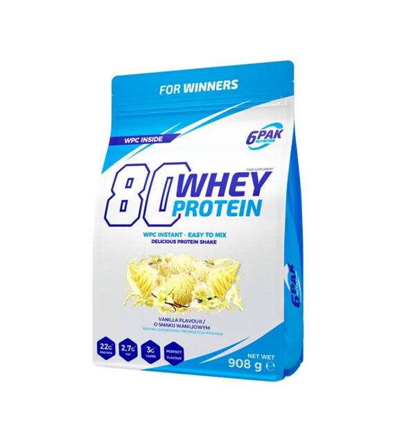 6PAK Białko 80 Whey Protein waniliowe - 908 g