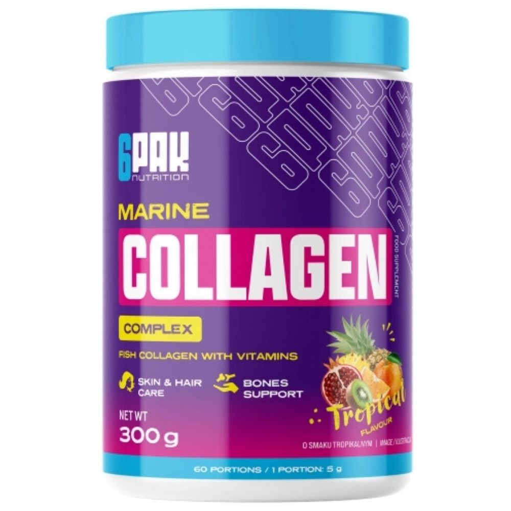 6PAK Marine Collagen Complex, Formuła z kolagenem, owoce tropikalne - 300 g