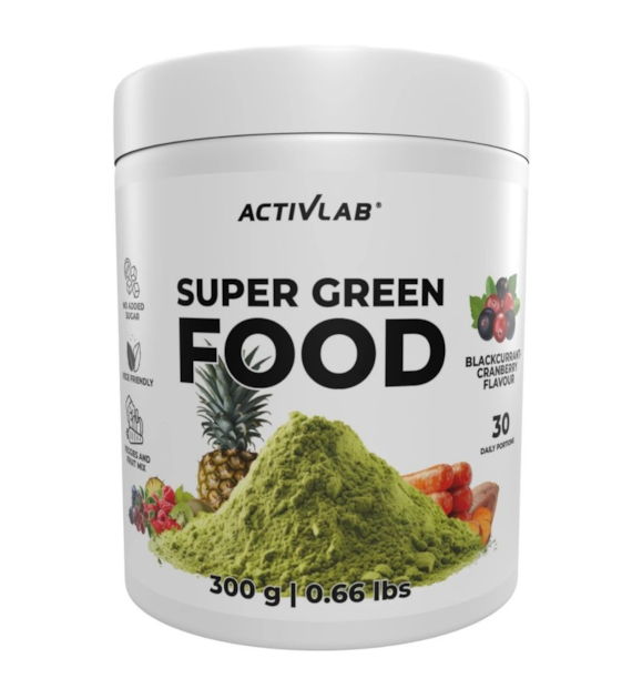 Activlab Super Green Food, czarna porzeczka-żurawina - 300 g