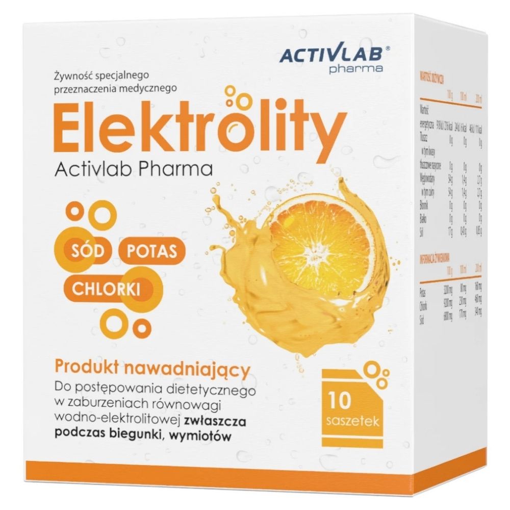 Activlab Pharma Elektrolity Produkt nawadniający, pomarańcza - 10 saszetek