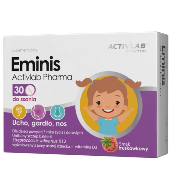 Activlab Pharma Eminis, truskawka - 30 tabletek do ssania