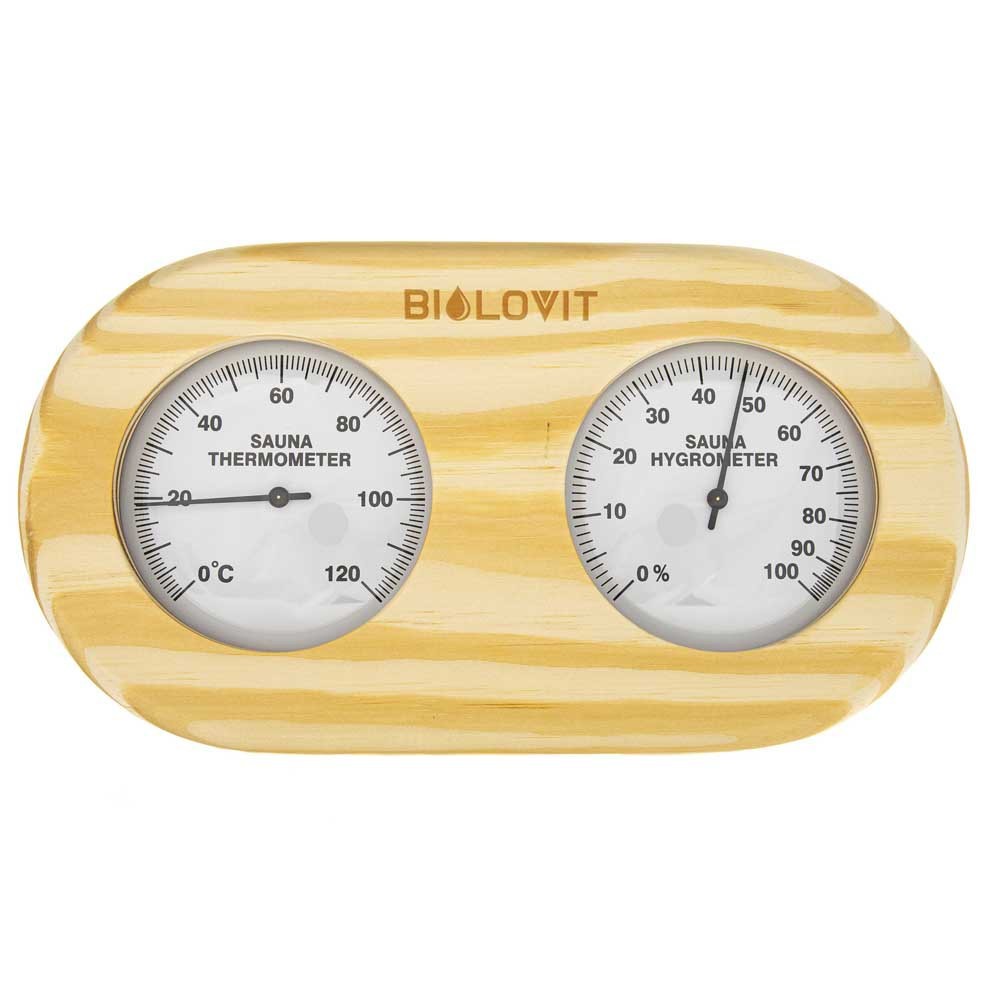 Bilovit Kiefer Sauna Thermometer mit Hygrometer