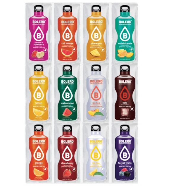 Bolero Drink Mix Box Sachet Set mit 12 Geschmacksrichtungen - 9 g