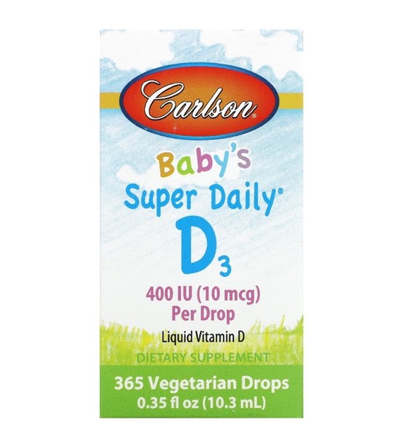 Carlson Labs Witamina D3 400 IU dla dzieci i niemowląt - 10,3 ml (365 kropli)