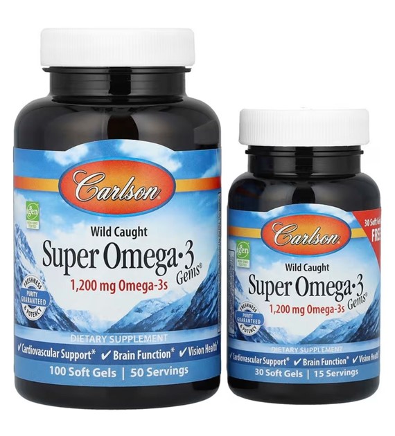Carlson Labs Super Omega-3 Gems 1200 mg - 100 + 30 kapsułek