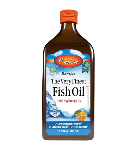 Carlson Labs Olej rybi norweski, 1600 mg Omega-3, pomarańczowy - 500 ml