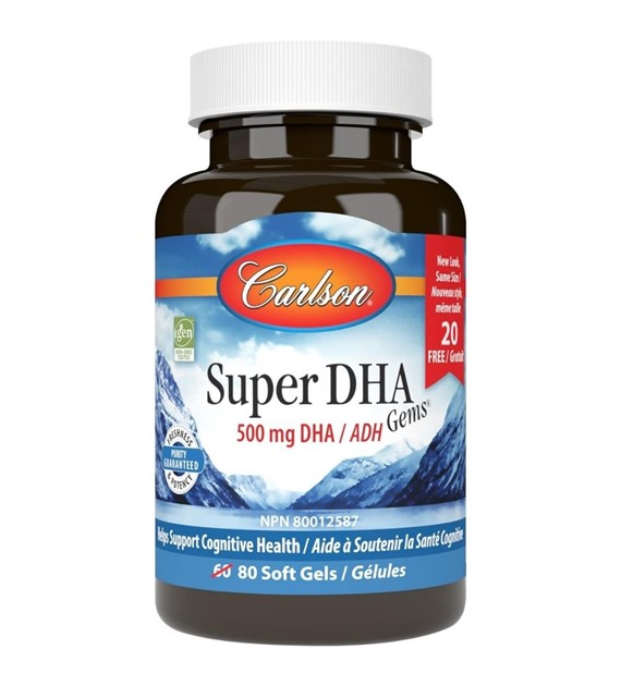 Carlson Labs Super DHA Gems 500 mg - 60 + 20 kapsułek