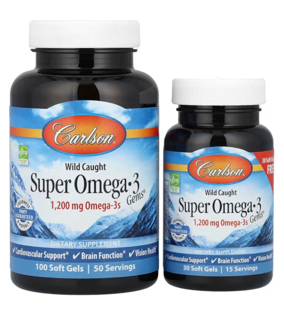 Carlson Labs Super Omega-3 Gems 1200 mg - 100 + 30 kapsułek