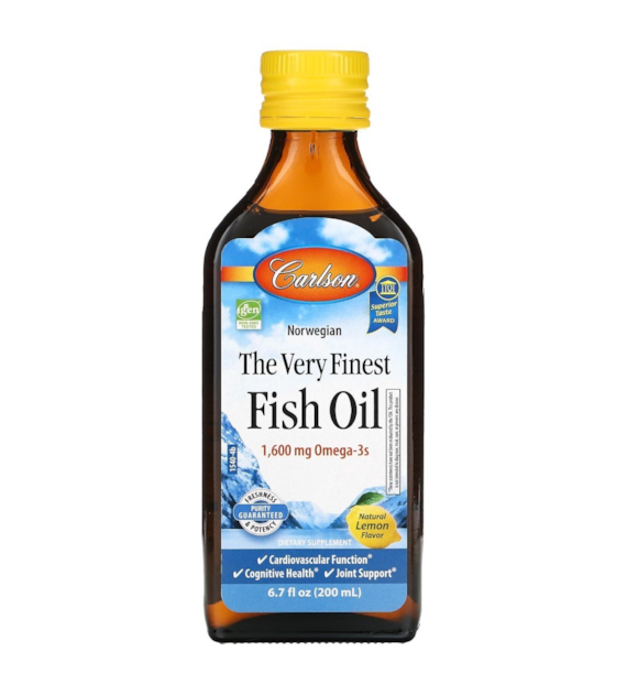 Carlson Labs Olej rybi norweski, 1600 mg Omega-3, cytrynowy - 200 ml