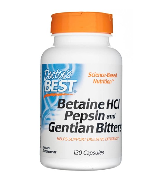 Doctor's Best Betain HCL Pepsin a hořčiny - 120 kapslí