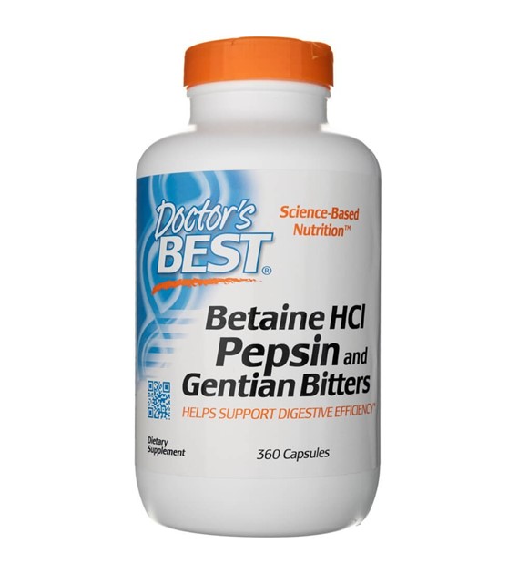 Doctor's Best Betaine Hcl Pepsin & Gentian Bitters - 360 kapsułek