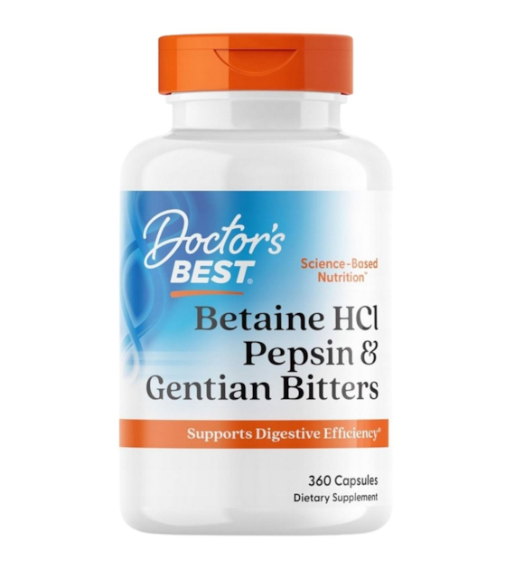 Doctor's Best Betaine Hcl Pepsin & Gentian Bitters - 360 kapsułek