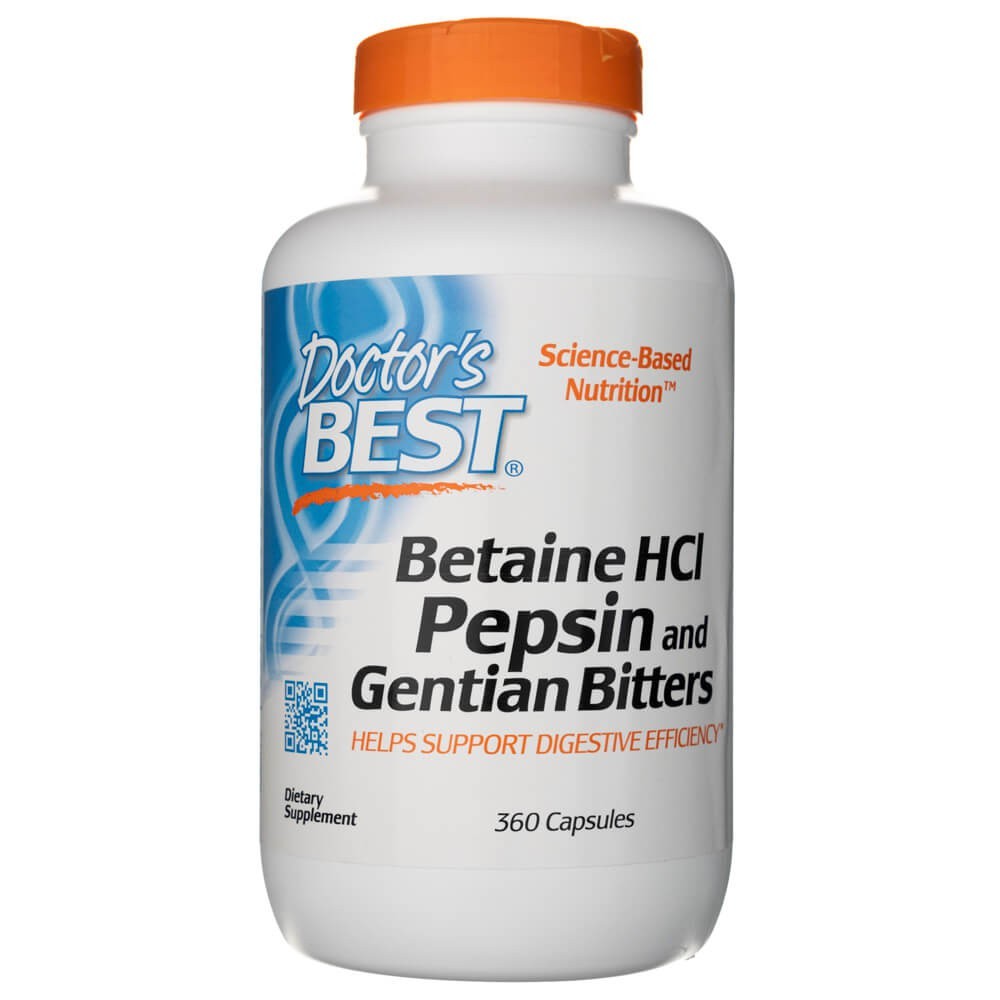 Doctor's Best Betain HCL Pepsin a hořčiny - 360 kapslí