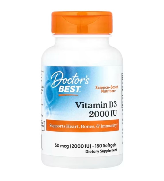Doctor's Best Witamina D3 50 mcg - 180 kapsułek