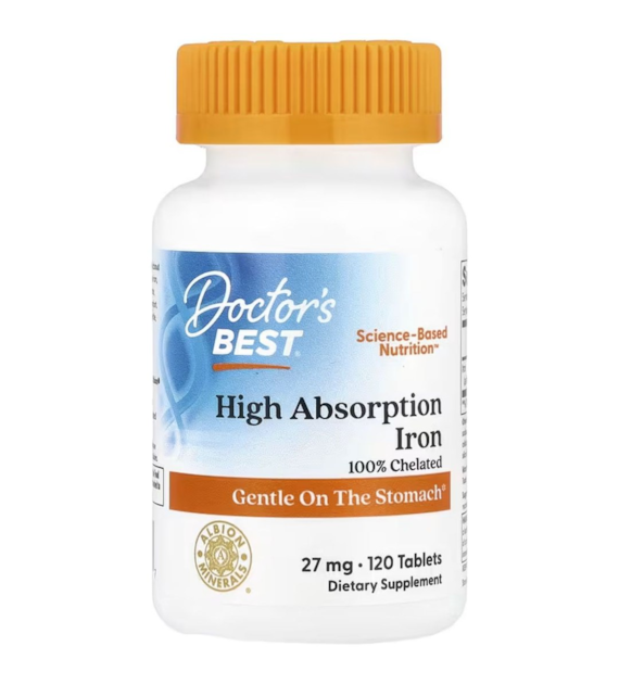 Doctor's Best Eisen mit hoher Absorption mit Ferrochel 27 mg - 120 Tabletten