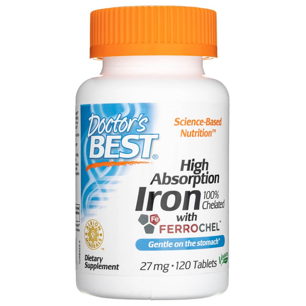 Doctor's Best Eisen mit hoher Absorption mit Ferrochel 27 mg - 120 Tabletten