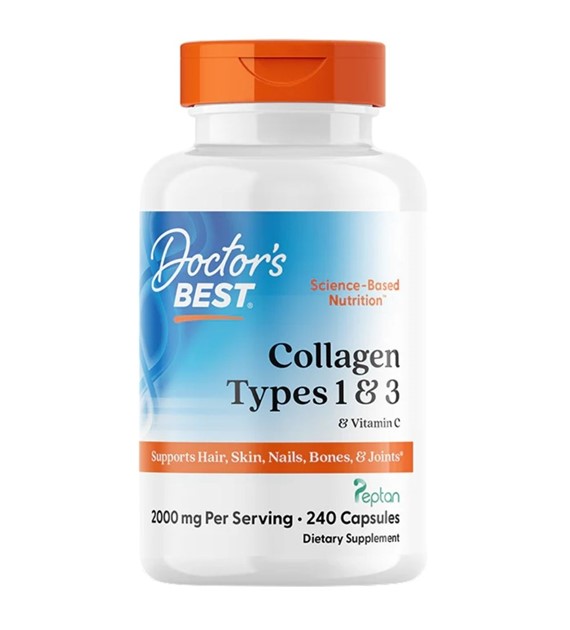 Doctor's Best Kolagen typu 1 i 3 + Witamina C - 240 kapsułek