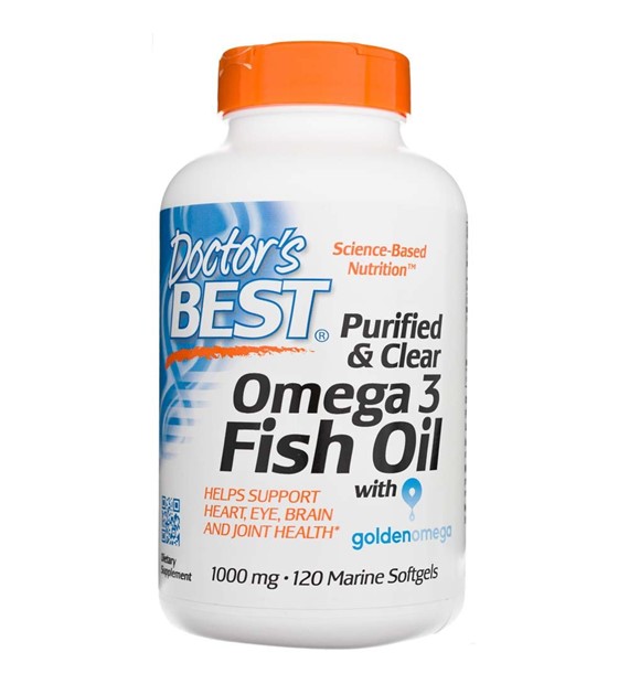 Doctor's Best Purified & Clear Omega 3 Fish Oil with Goldenomega 1000 mg - 120 Capsules