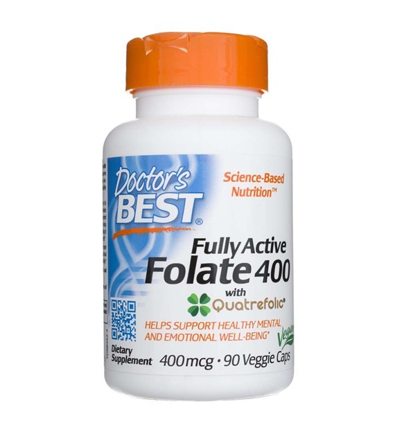 Doctor's Best Fully Active Folate 400 with Quatrefolic - 90 Veg kapslí