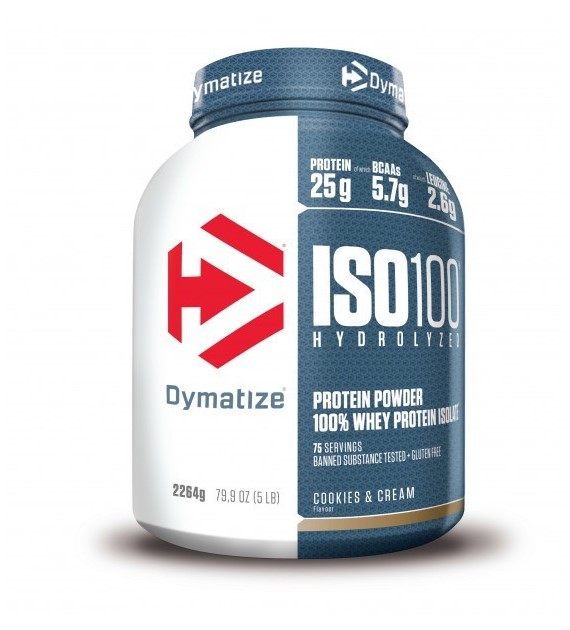 Dymatize ISO 100 Hydrolyzed Whey Protein Isolate, Cookies and Cream - 2264 g