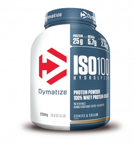 Dymatize ISO 100 Hydrolyzed Whey Protein Isolate, Cookies & Cream - 2264 g