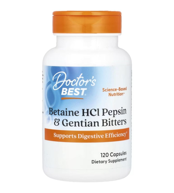 Doctor's Best Betaine Hcl Pepsin & Gentian Bitters - 120 kapsułek