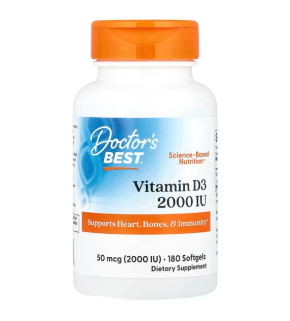 Doctor's Best Witamina D3 50 mcg - 180 kapsułek
