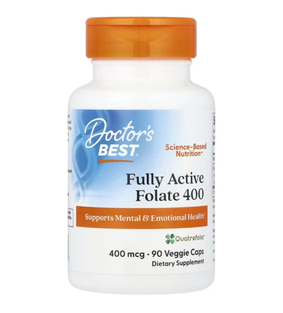 Doctor's Best Vollständig aktives Folat 400 mit Quatrefolic - 90 pflanzliche Kapseln