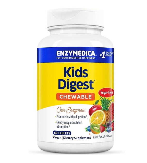 Enzymedica Kids Digest™ Enzymy trawienne dla dzieci, poncz owocowy - 60 tabletek do żucia