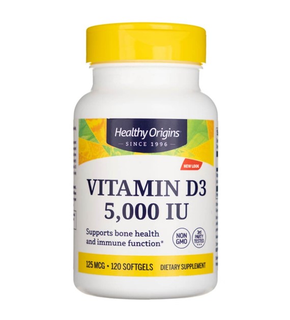 Healthy Origins Witamina D3 5000 IU - 120 kapsułek