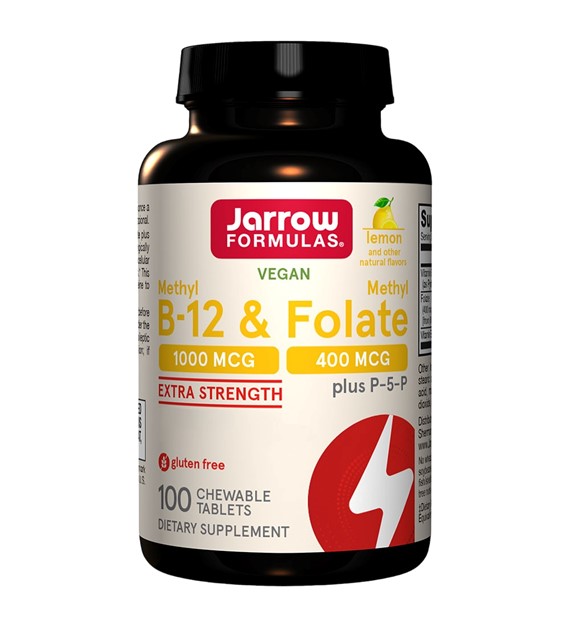 Jarrow Formulas Witamina B12 1000 mcg + Folian 400 mcg - 100 tabletek do żucia