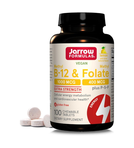 Jarrow Formulas Witamina B12 1000 mcg + Folian 400 mcg - 100 tabletek do żucia