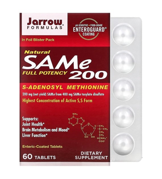 Jarrow Formulas SAMe 200 (S-adenozylo L-metionina) - 60 tabletek