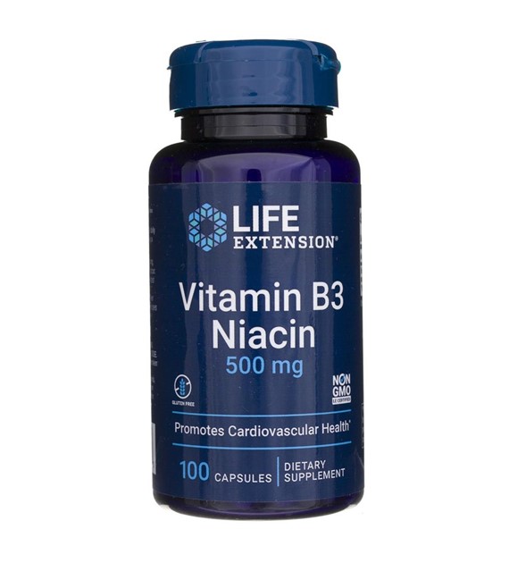 Life Extension Vitamin B3 Niacin 500 mg - 100 Capsules