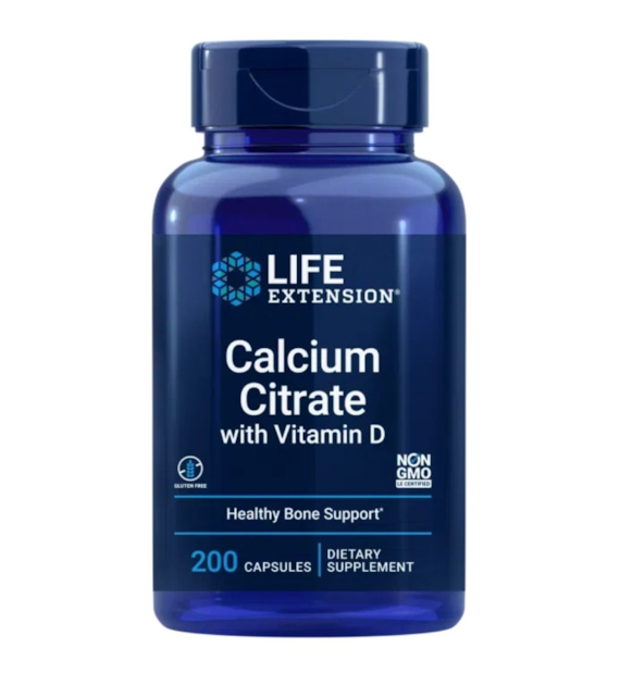Life Extension Cytrnian wapnia + Witamina D - 200 kapsułek