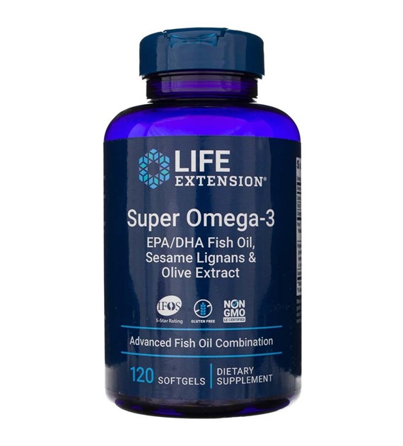 Life Extension Super Omega-3 EPA/DHA se sezamovými lignany a olivovým extraktem - 120 měkkých gelů
