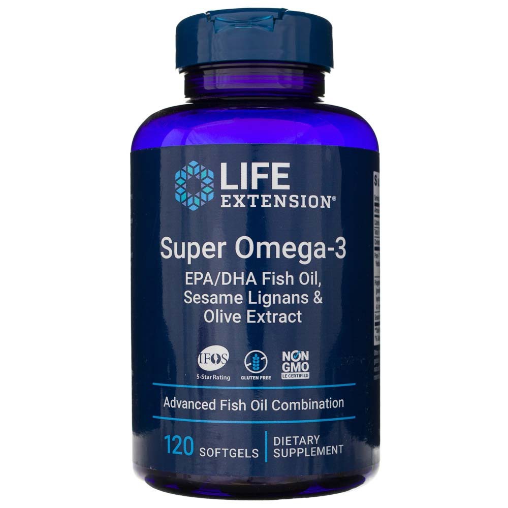 Life Extension Super Omega-3 EPA/DHA with Sesame Lignans & Olive Extract - 120 Softgels