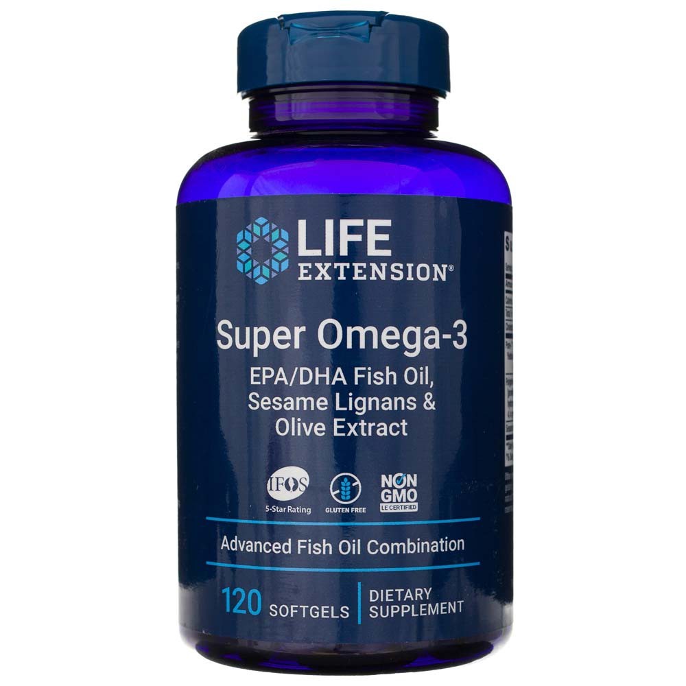 Life Extension Super Omega-3 EPA/DHA se sezamovými lignany a olivovým extraktem - 120 měkkých gelů