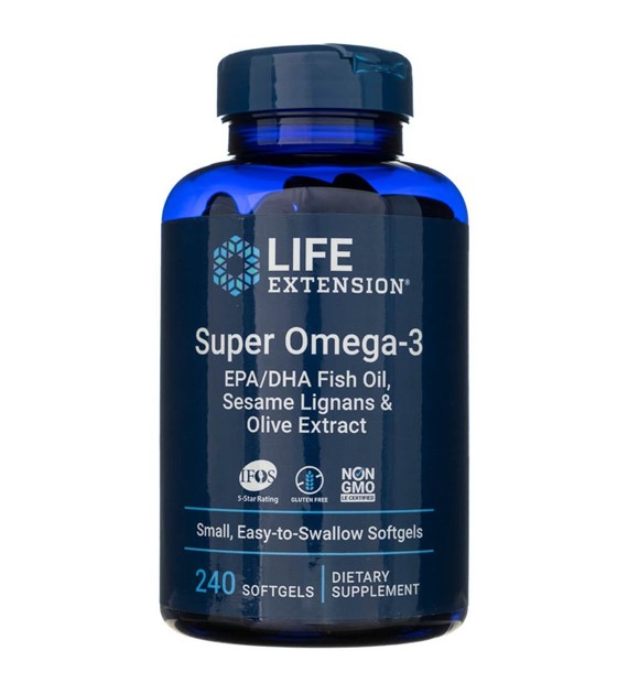 Life Extension Super Omega-3 EPA/DHA Fish Oil, Sesame Lignans & Olive Extract - 240 Softgels