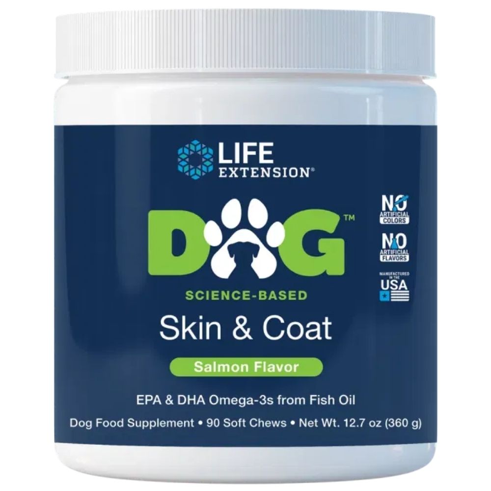 Life Extension Dog Skin & Coat, Skóra i sierść - 90 miękkich gryzaków