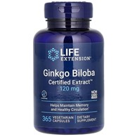 Life Extension Ginkgo Biloba (Miłorząb japoński) 120 mg - 365 kapsułek