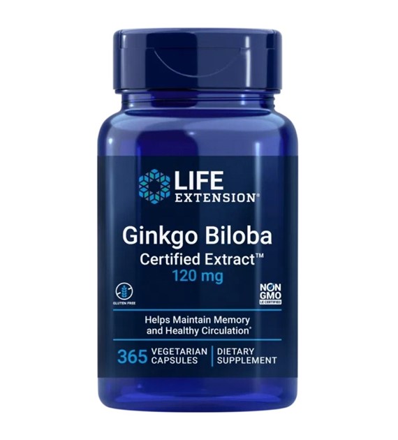 Life Extension Ginkgo Biloba (Miłorząb japoński) 120 mg - 365 kapsułek