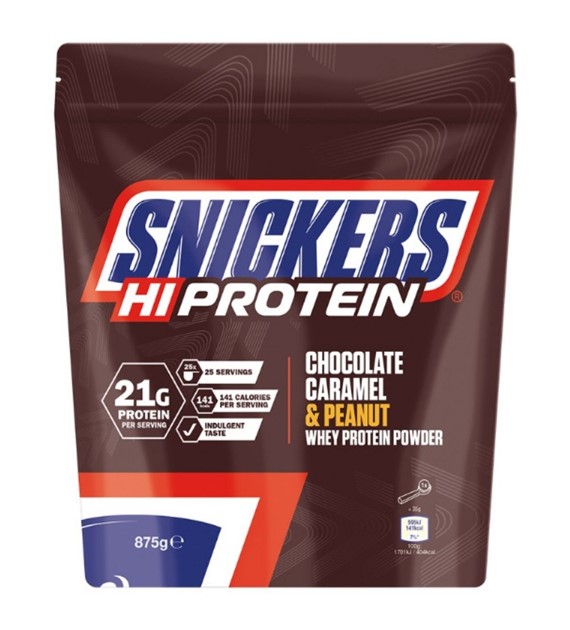 Snickers Hi Protein, Odżywka białkowa, czekolada, karmel & orzeszki ziemne - 875 g