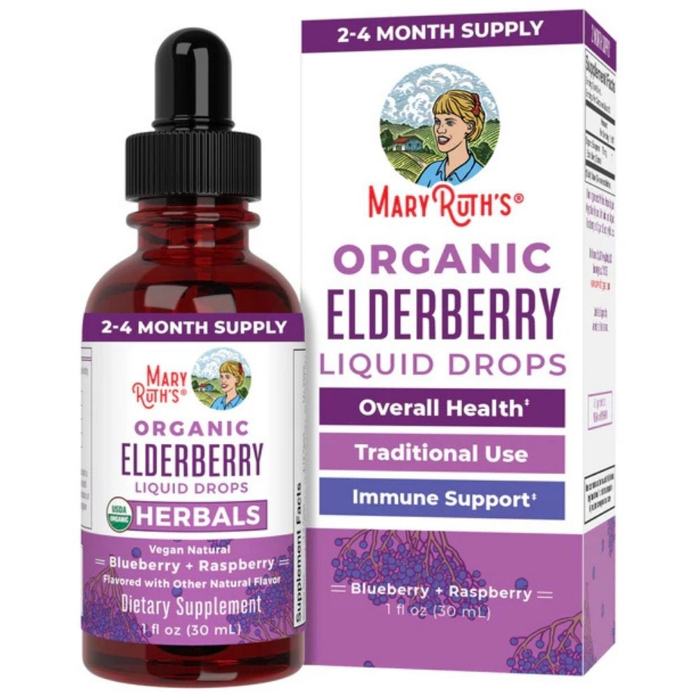 MaryRuth's Czarny bez w kroplach, jagoda-malina - 30 ml