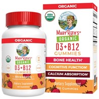 MaryRuth's Witamina D3+B12 w żelkach, truskawka - 60 sztuk