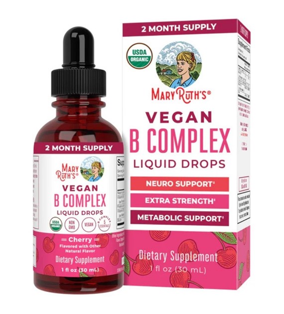 MaryRuth's Witamina B Complex w kroplach, wiśnia - 30 ml